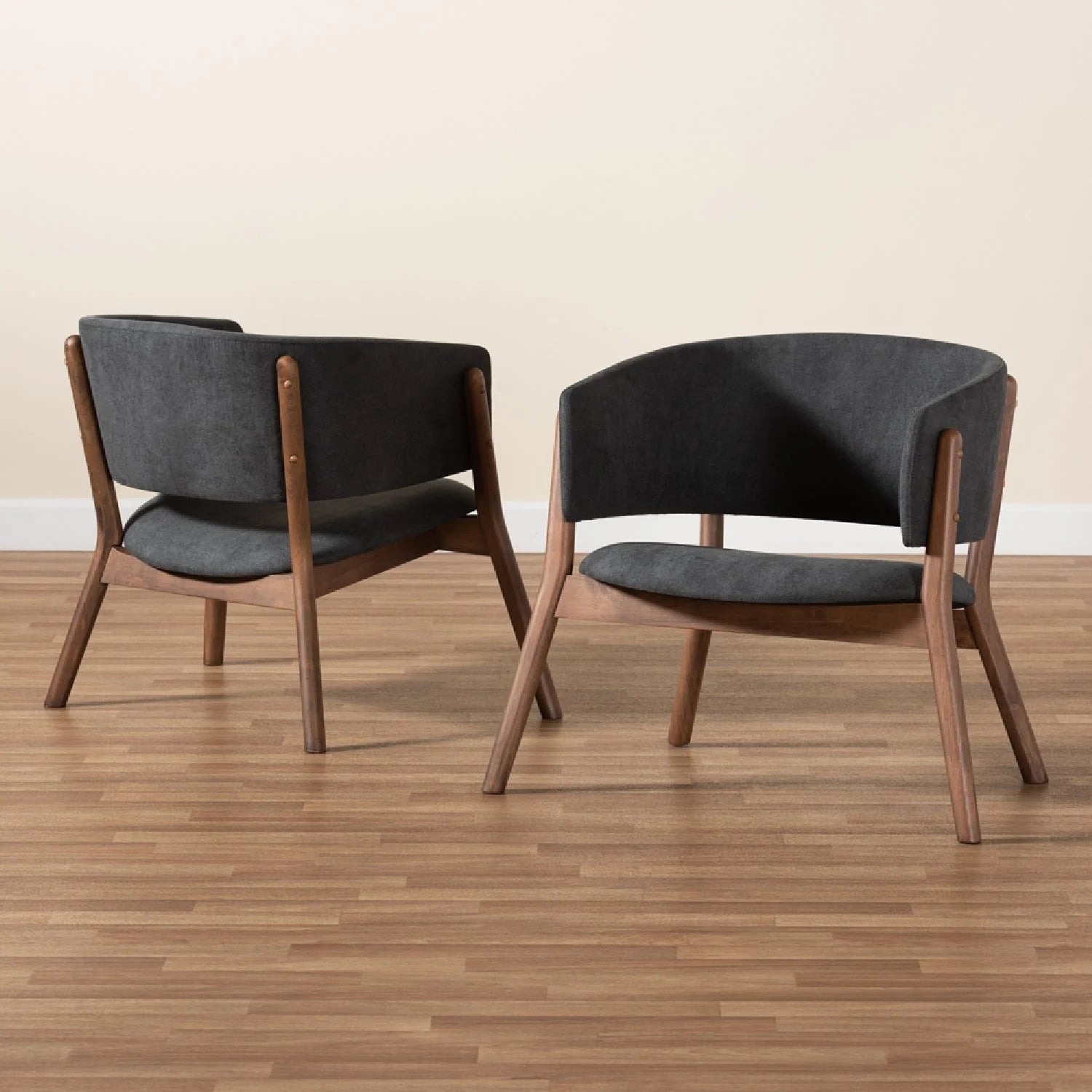 Luxury Walnut Framed Curved Accent Chairs Modern Italian Style for Villa