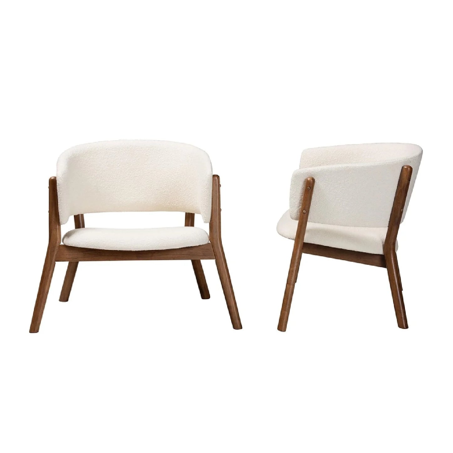 Luxury Walnut Framed Curved Accent Chairs Modern Italian Style for Villa
