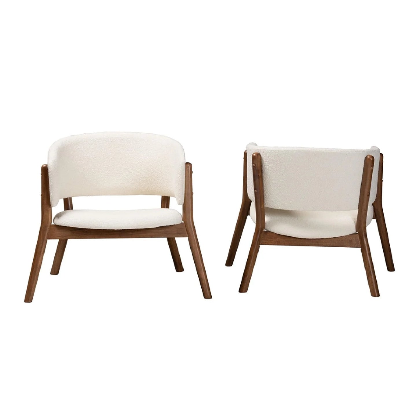 Luxury Walnut Framed Curved Accent Chairs Modern Italian Style for Villa