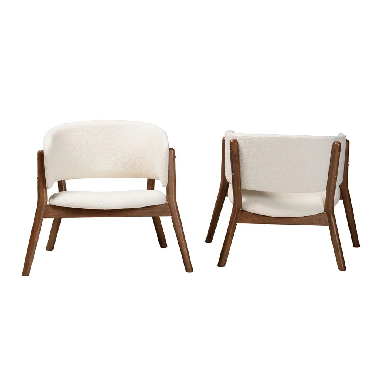 Luxury Walnut Framed Curved Accent Chairs Modern Italian Style for Villa