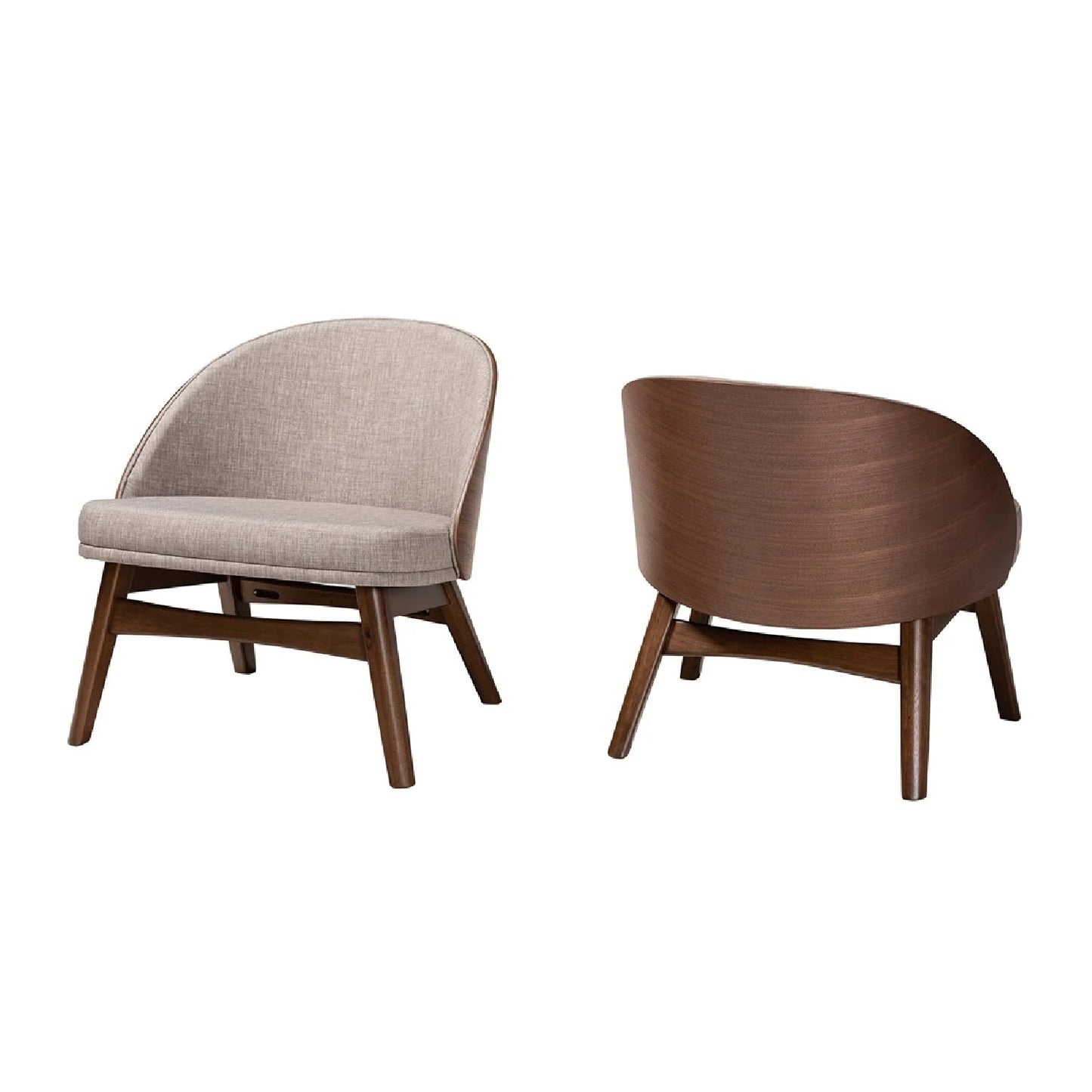 Luxury Walnut Framed Curved Lounge Chair Modern Italian Style for Villa