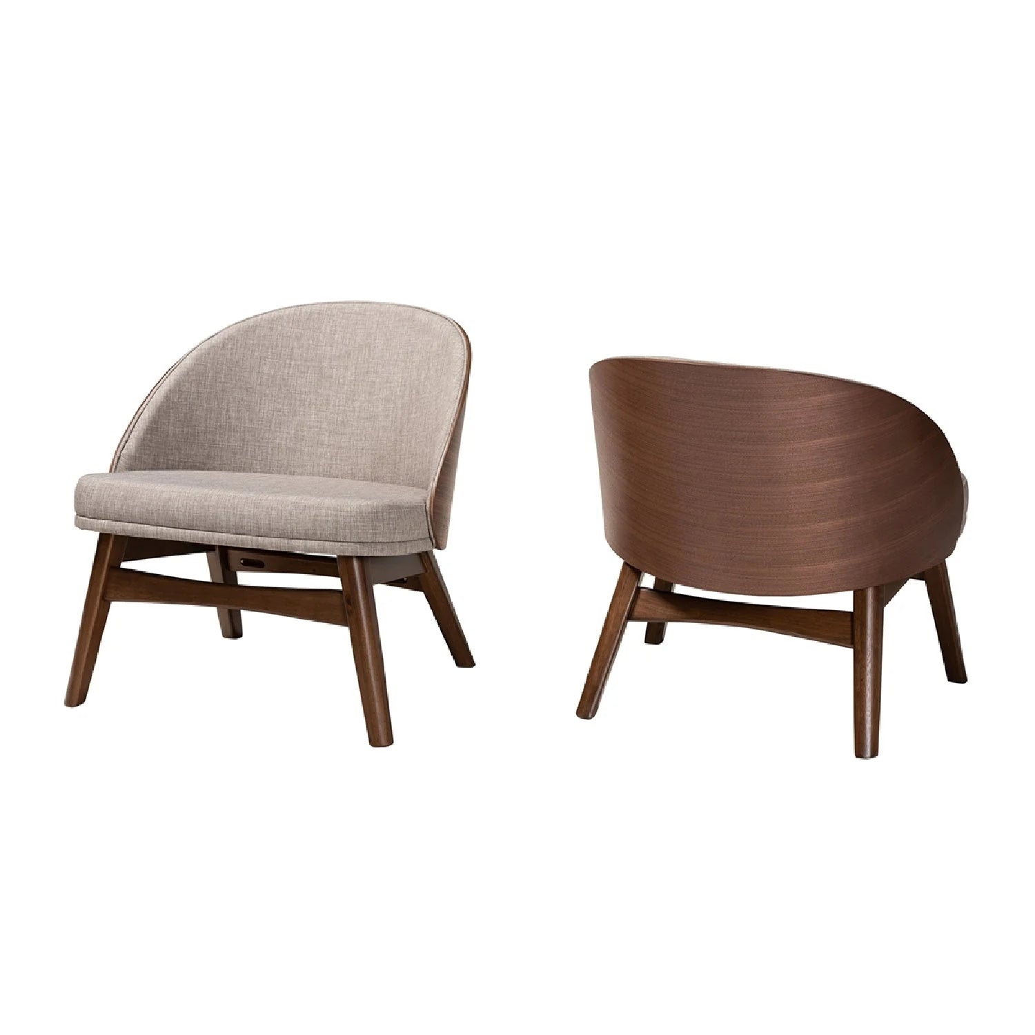 Luxury Walnut Framed Curved Lounge Chair Modern Italian Style for Villa