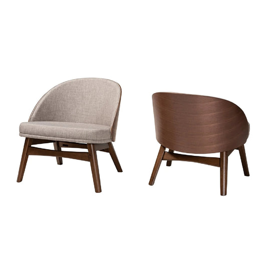 Luxury Walnut Framed Curved Lounge Chair Modern Italian Style for Villa