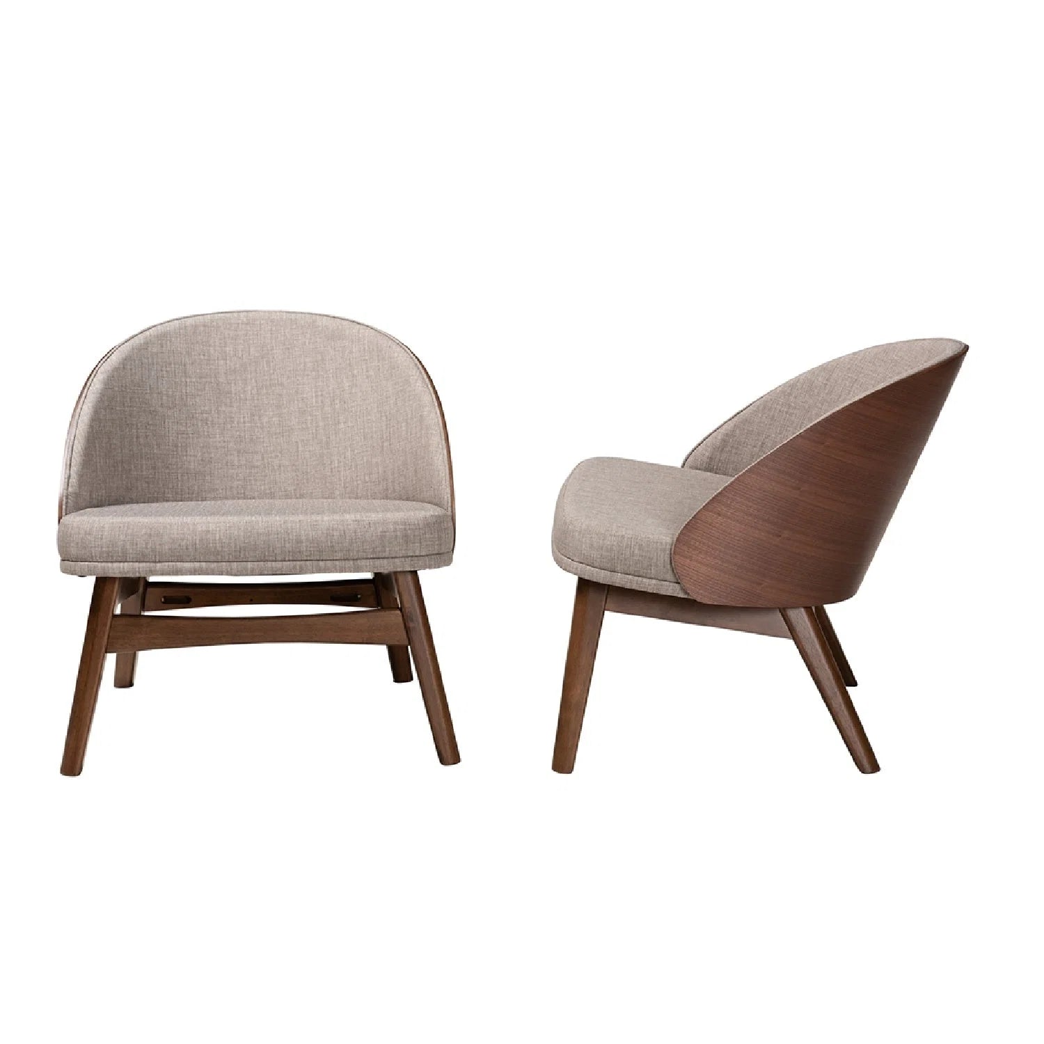 Luxury Walnut Framed Curved Lounge Chair Modern Italian Style for Villa