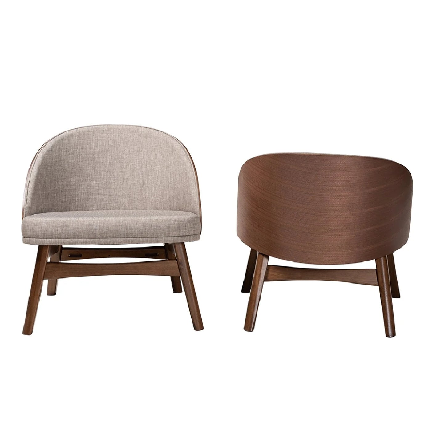 Luxury Walnut Framed Curved Lounge Chair Modern Italian Style for Villa
