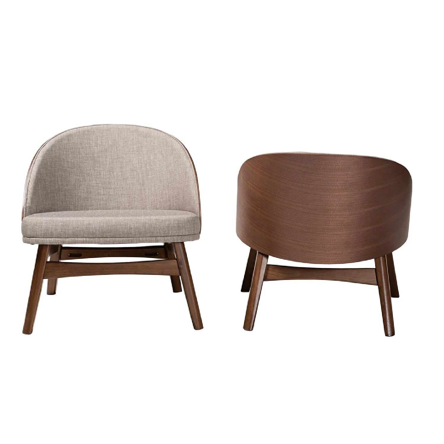 Luxury Walnut Framed Curved Lounge Chair Modern Italian Style for Villa