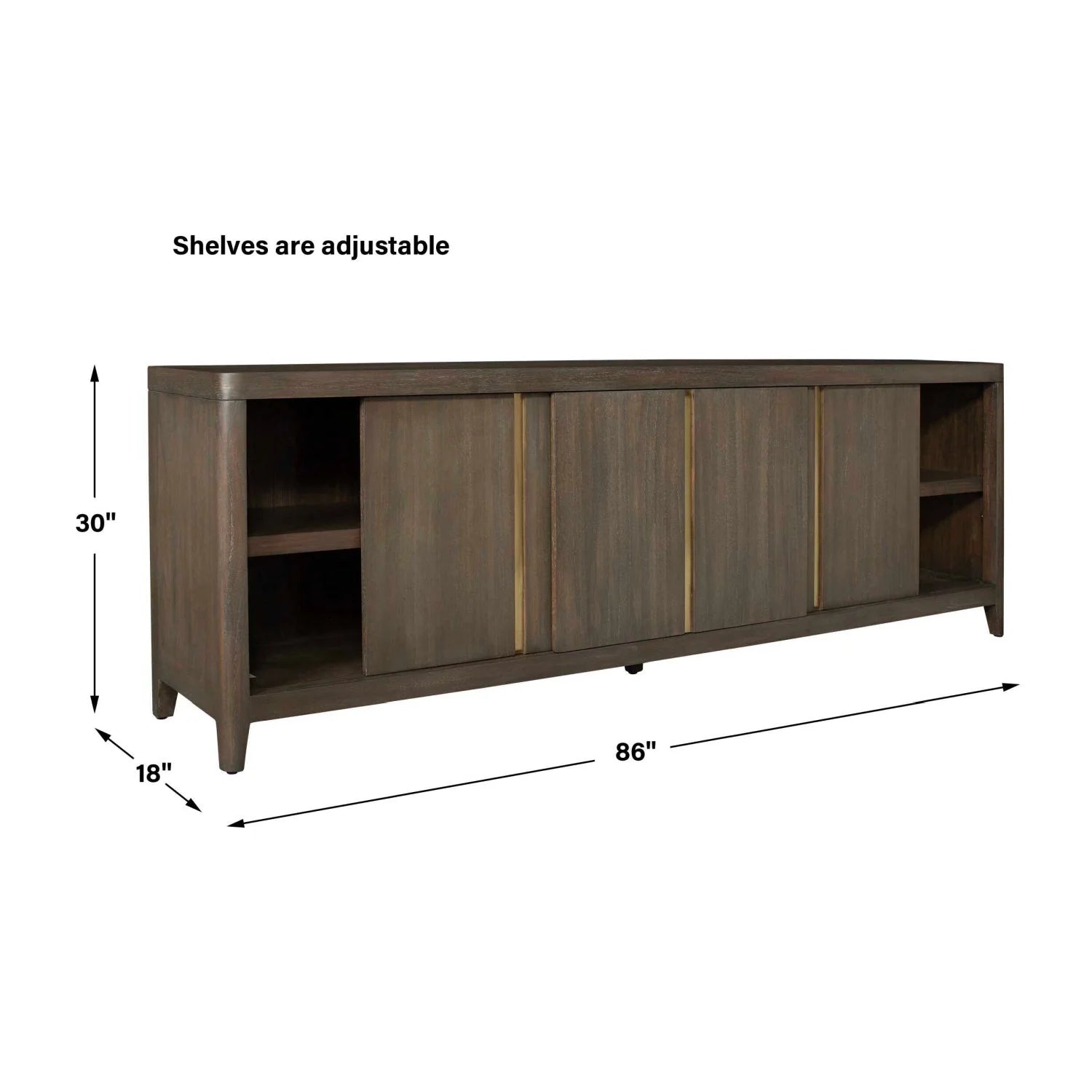 Luxury Walnut Sliding-Door Console Cabinet Modern Italian Style for Villa