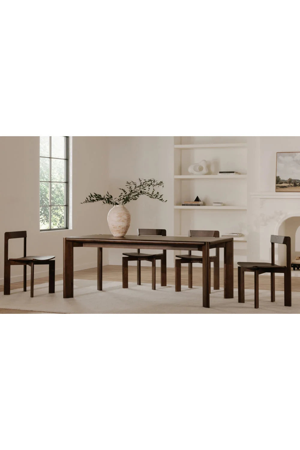 Luxury Walnut-Stained Ash Dining Table Modern Italian Style for Villa