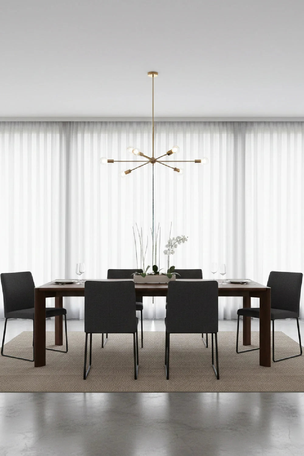Luxury Walnut-Stained Ash Dining Table Modern Italian Style for Villa