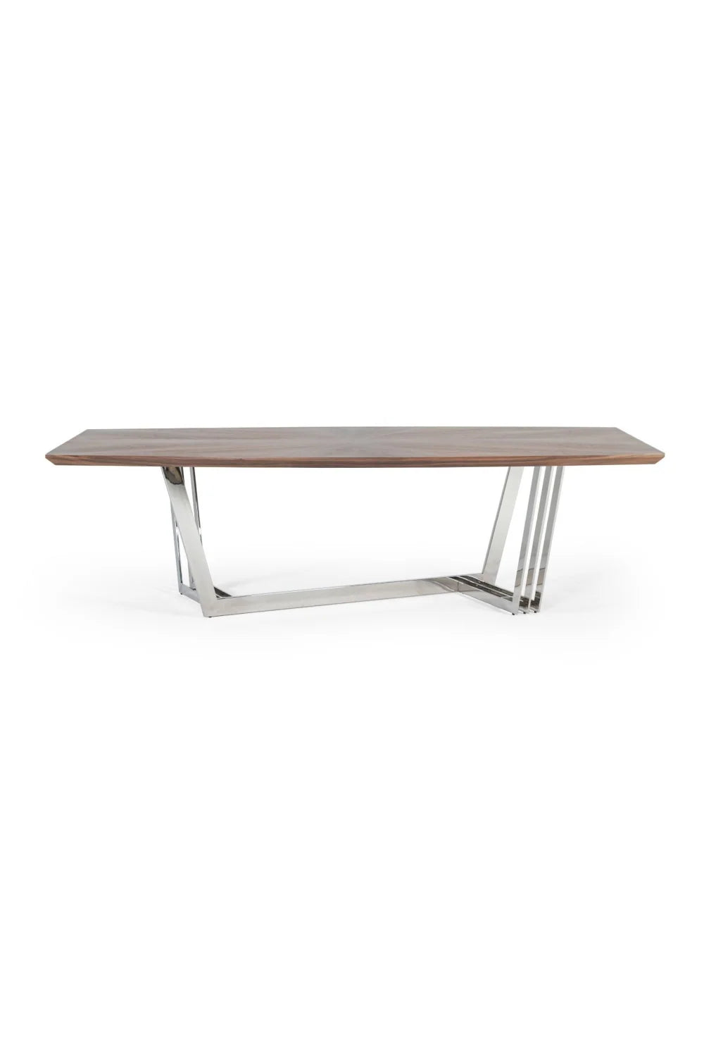 Luxury Walnut Stainless Steel Dining Table Modern Italian Style for Villa