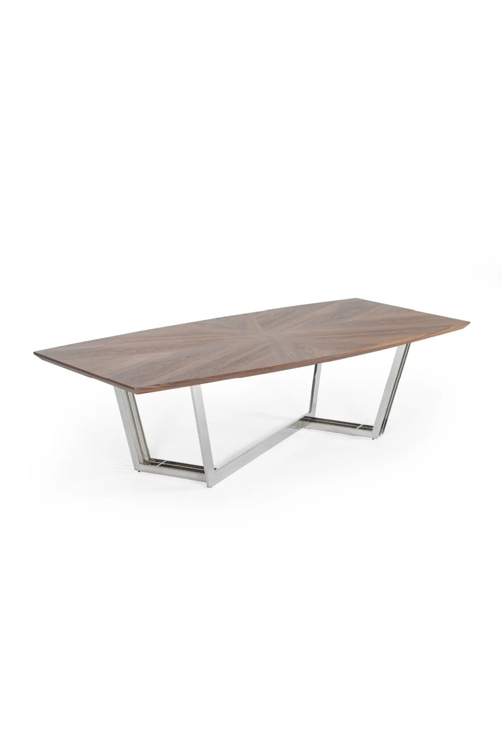 Luxury Walnut Stainless Steel Dining Table Modern Italian Style for Villa