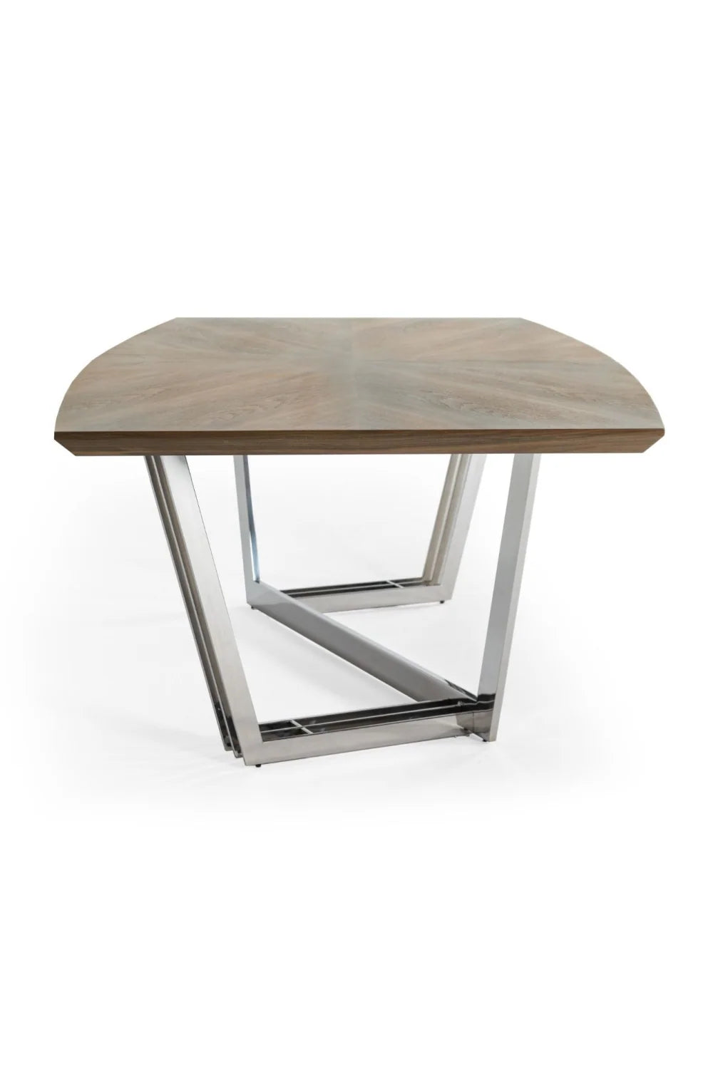 Luxury Walnut Stainless Steel Dining Table Modern Italian Style for Villa