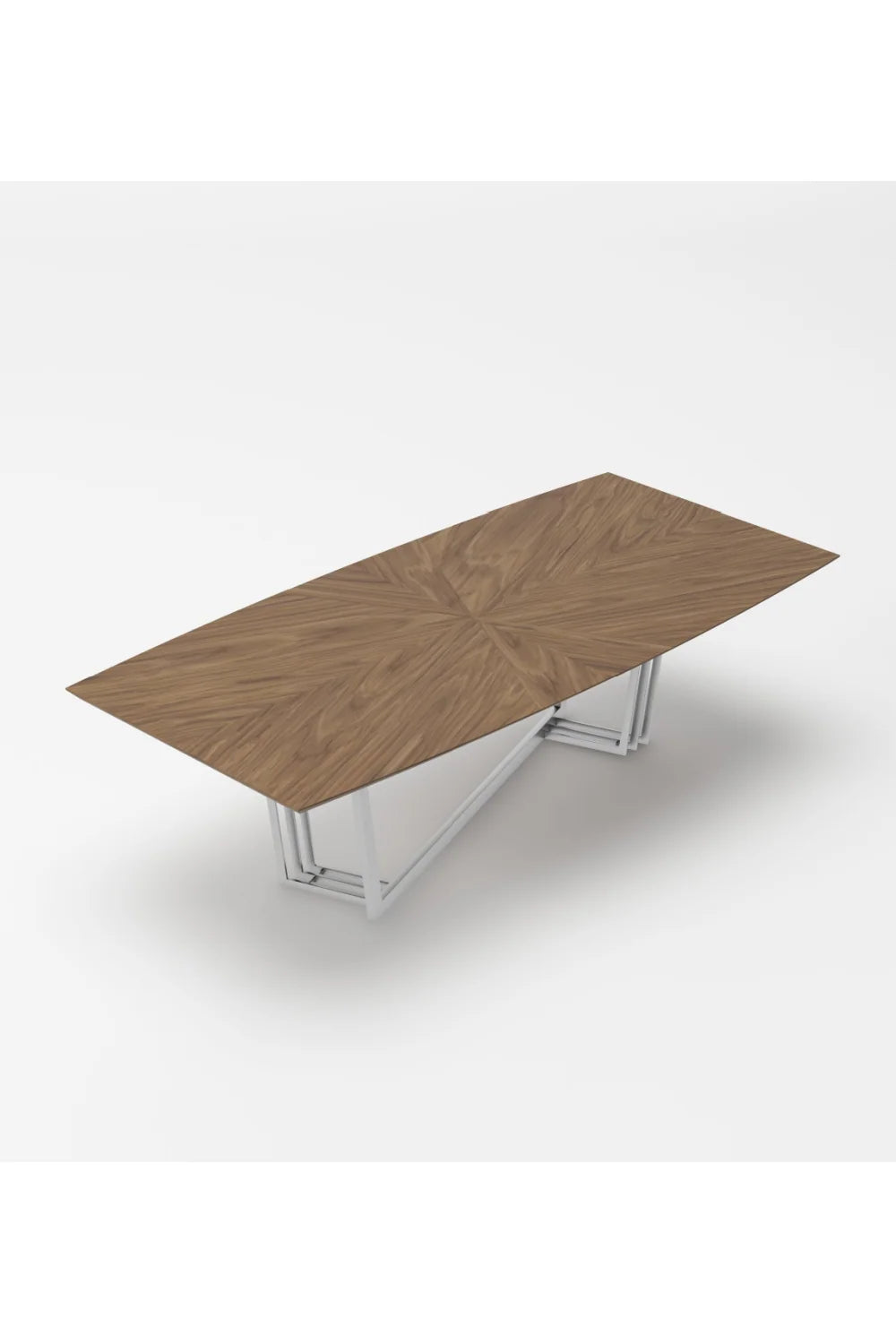Luxury Walnut Stainless Steel Dining Table Modern Italian Style for Villa