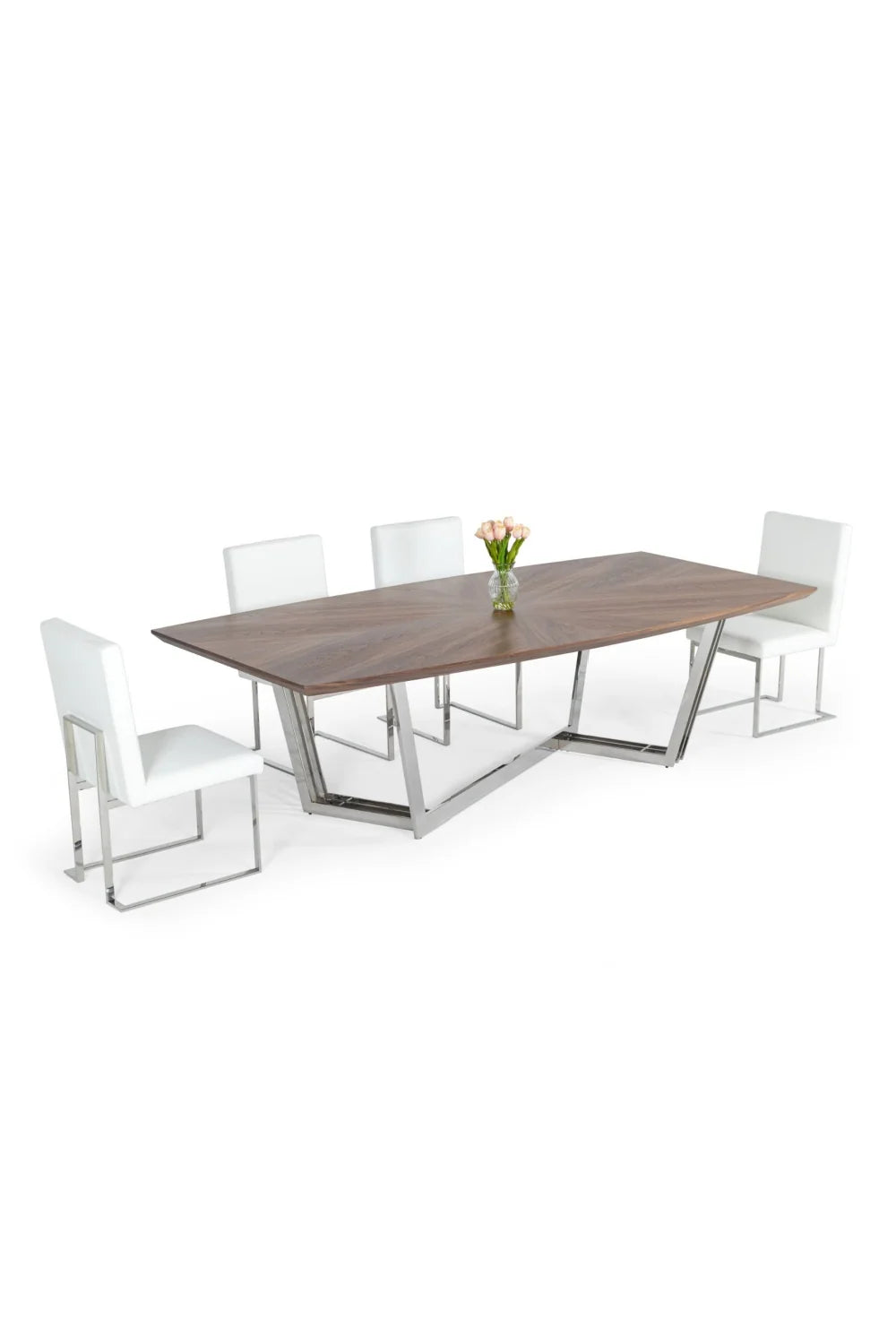 Luxury Walnut Stainless Steel Dining Table Modern Italian Style for Villa