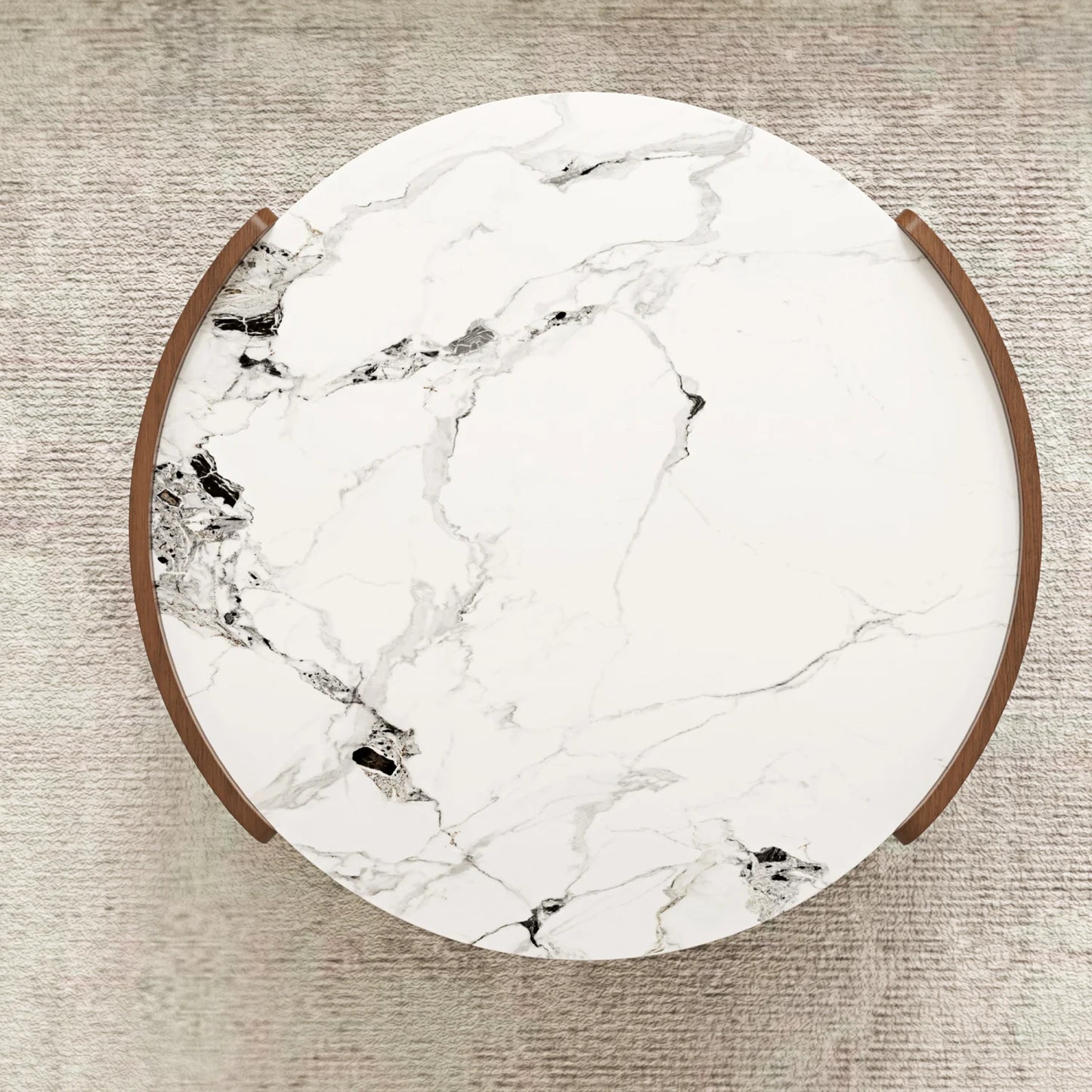 Luxury Walnut Stone Top Coffee Table Modern Italian Style for Villa