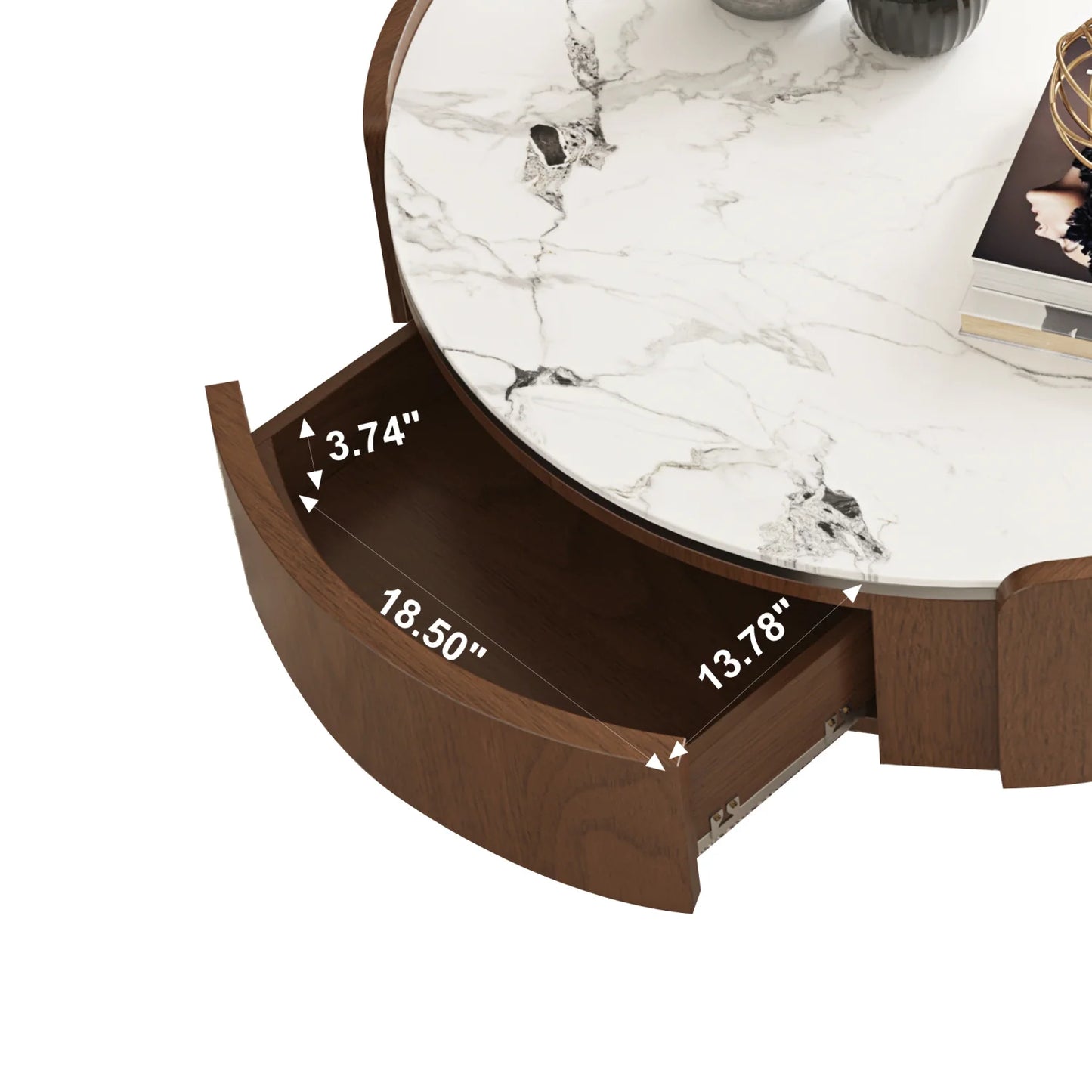 Luxury Walnut Stone Top Coffee Table Modern Italian Style for Villa