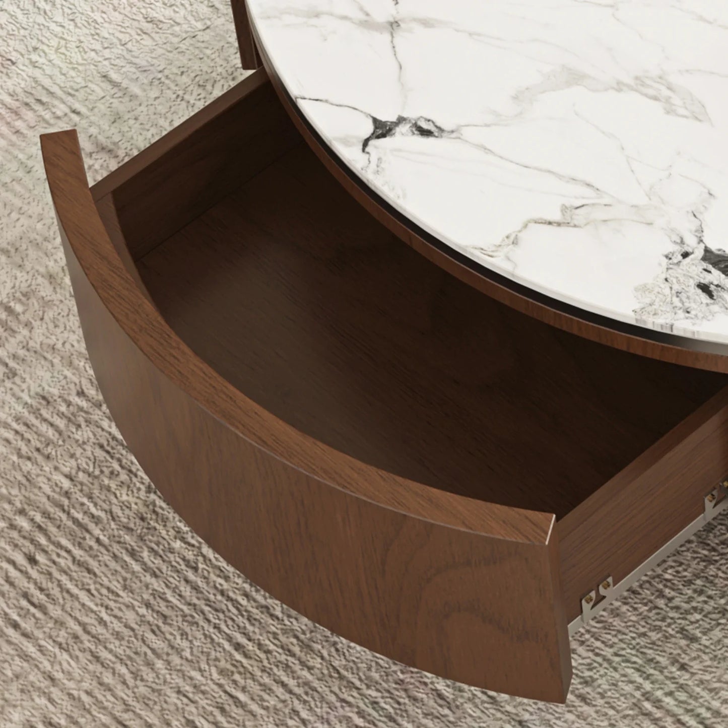 Luxury Walnut Stone Top Coffee Table Modern Italian Style for Villa