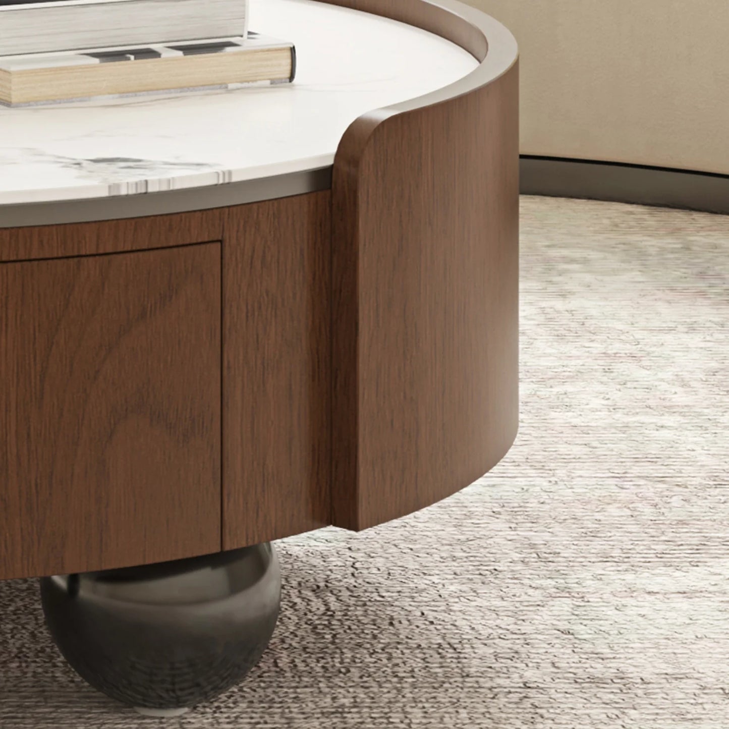 Luxury Walnut Stone Top Coffee Table Modern Italian Style for Villa