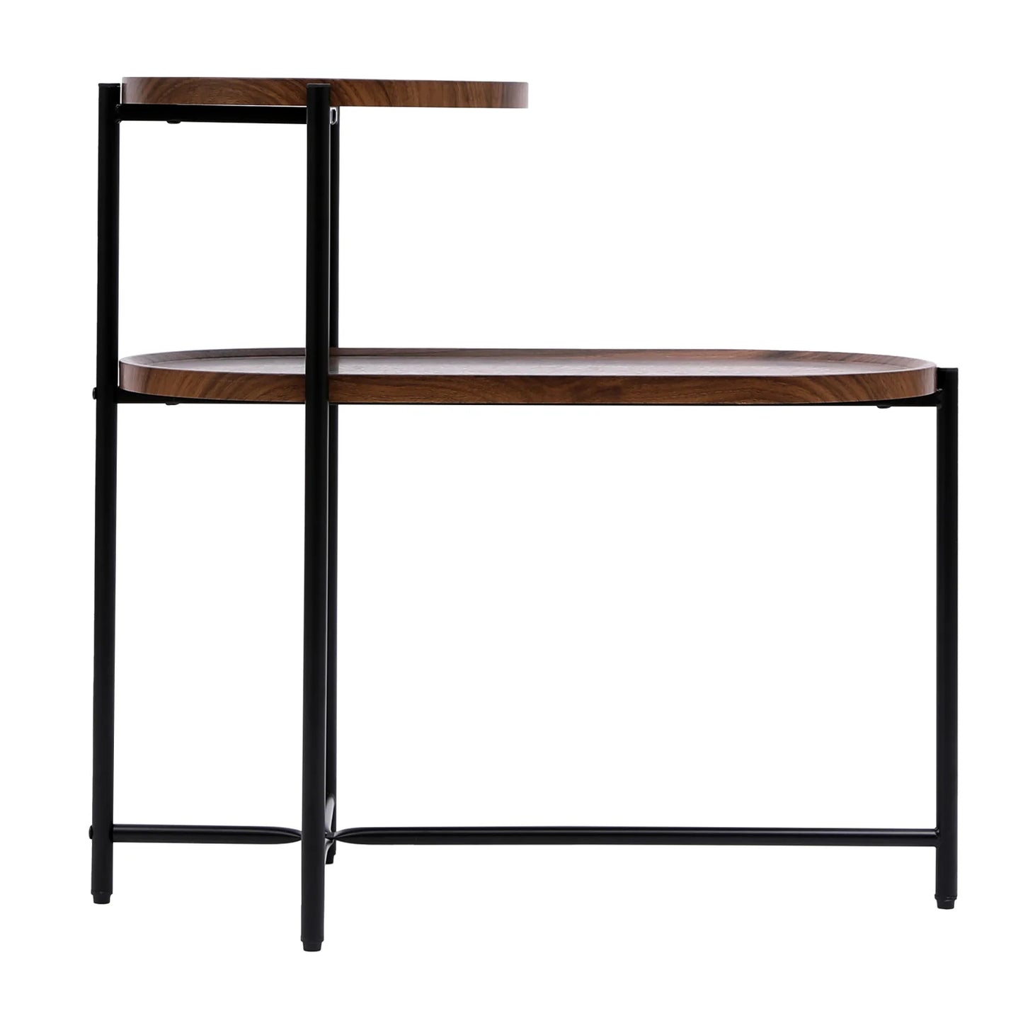 Luxury Walnut Tiered Oval Coffee Table Modern Italian Style for Villa