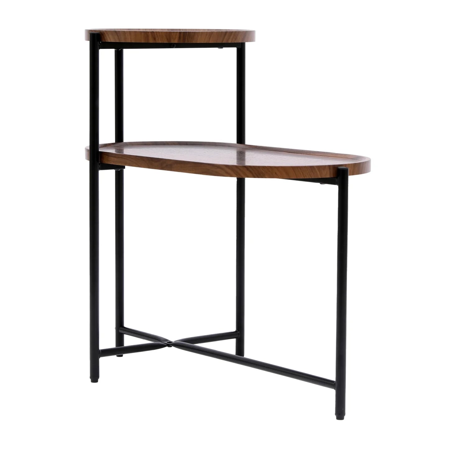Luxury Walnut Tiered Oval Coffee Table Modern Italian Style for Villa