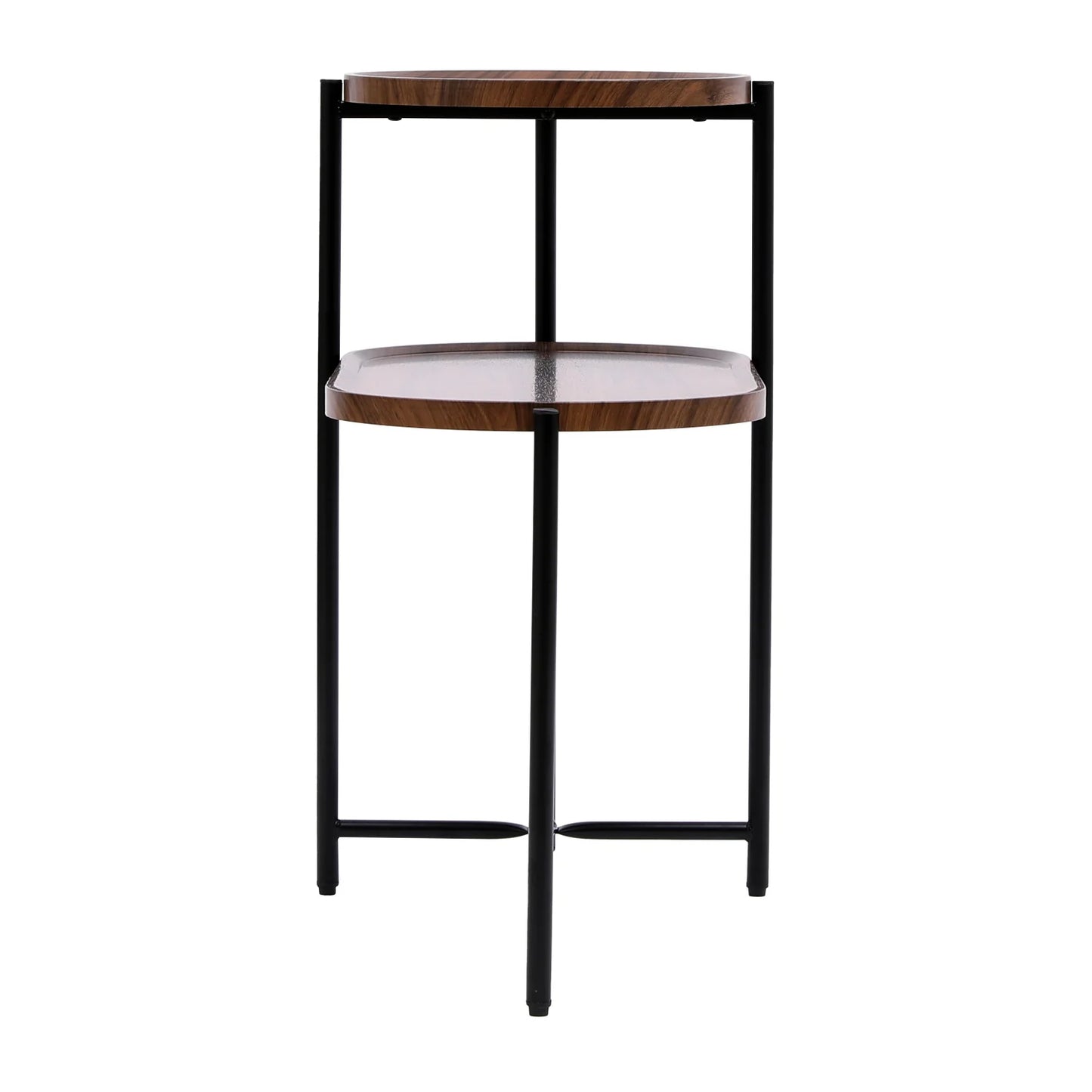 Luxury Walnut Tiered Oval Coffee Table Modern Italian Style for Villa