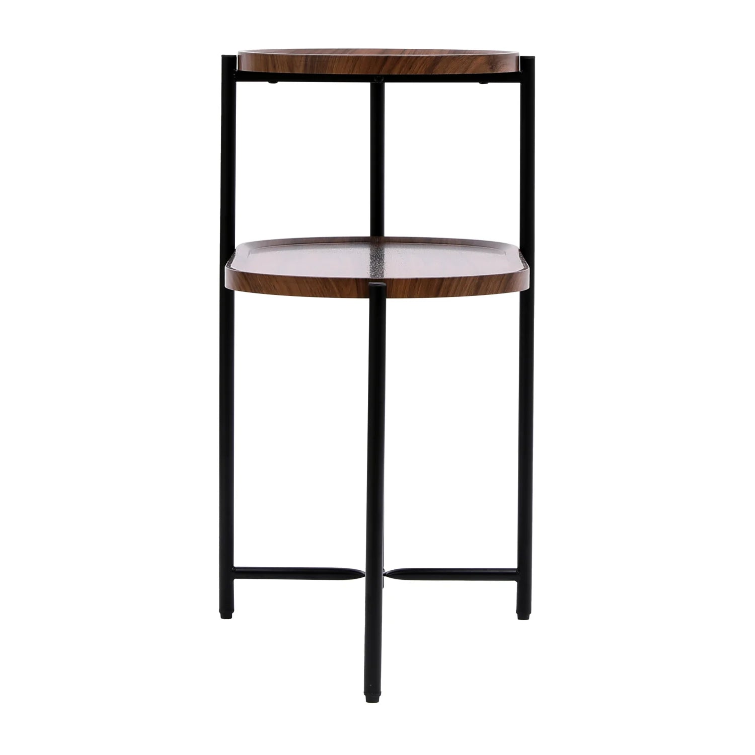 Luxury Walnut Tiered Oval Coffee Table Modern Italian Style for Villa