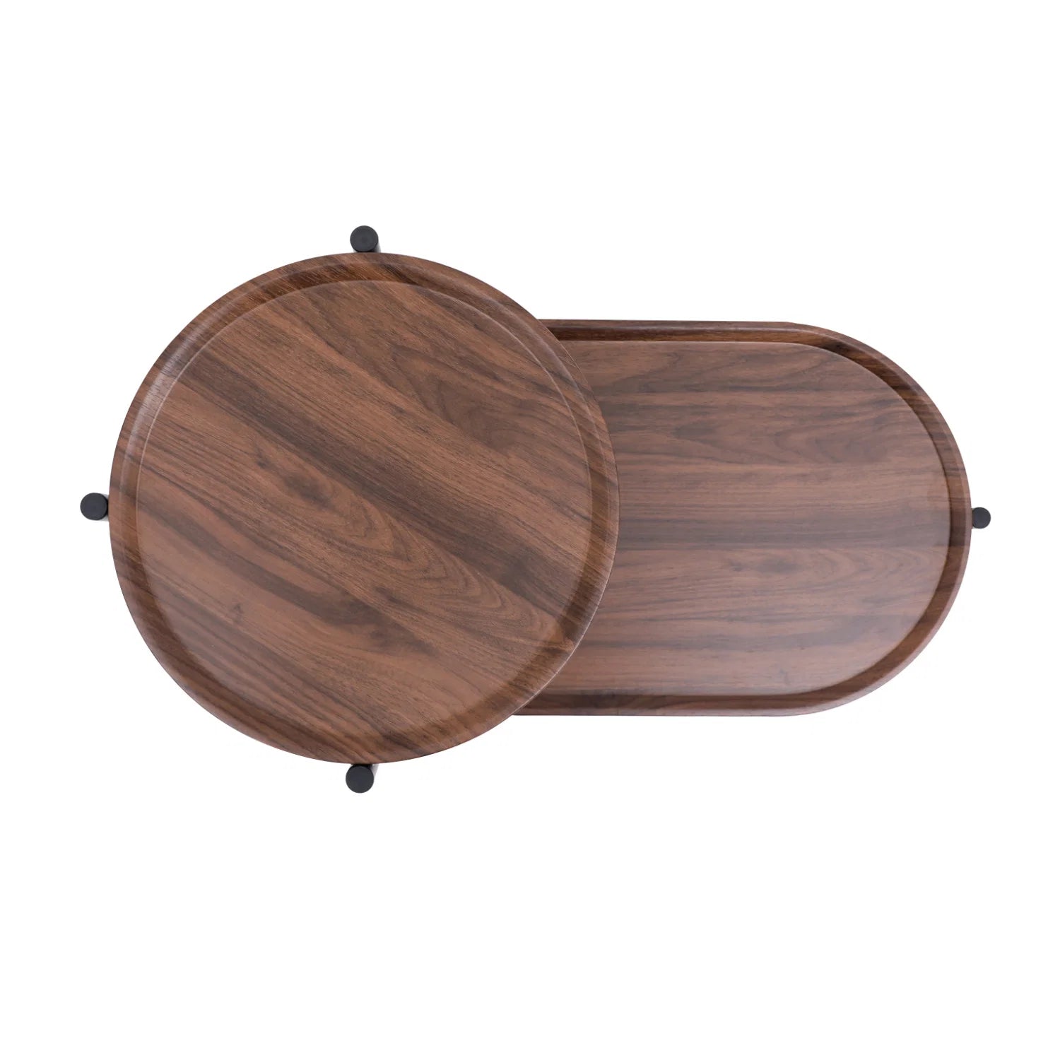 Luxury Walnut Tiered Oval Coffee Table Modern Italian Style for Villa
