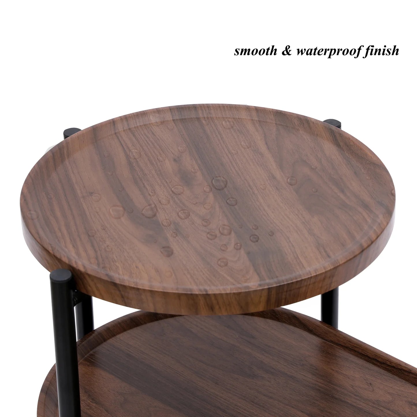 Luxury Walnut Tiered Oval Coffee Table Modern Italian Style for Villa