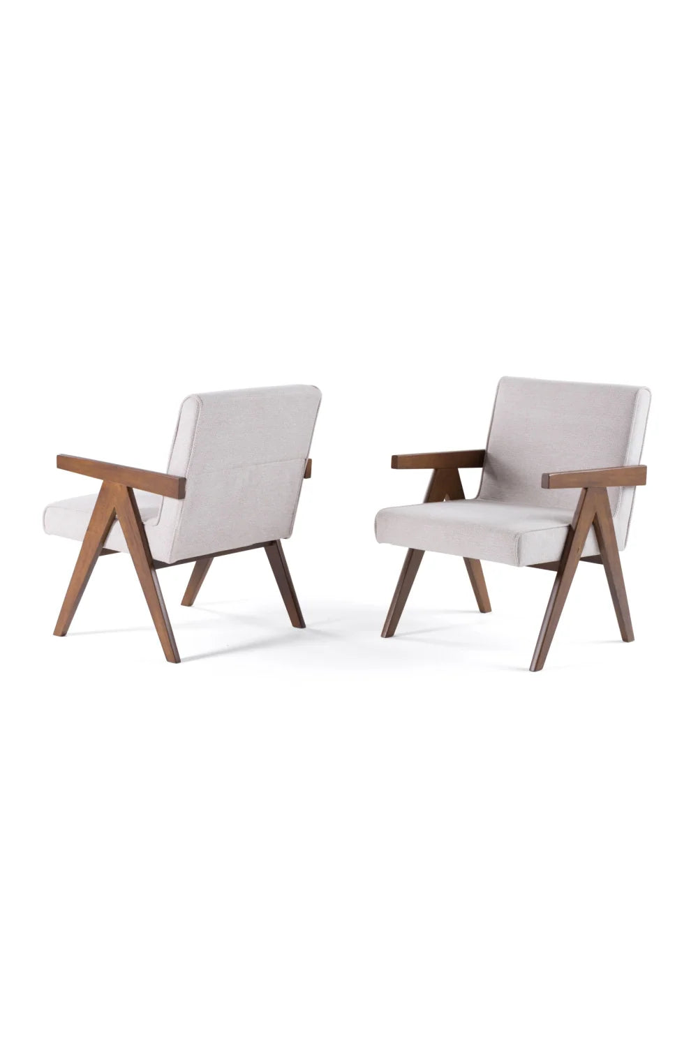 Luxury Walnut V-Leg Accent Chairs Modern Italian Style for Villa
