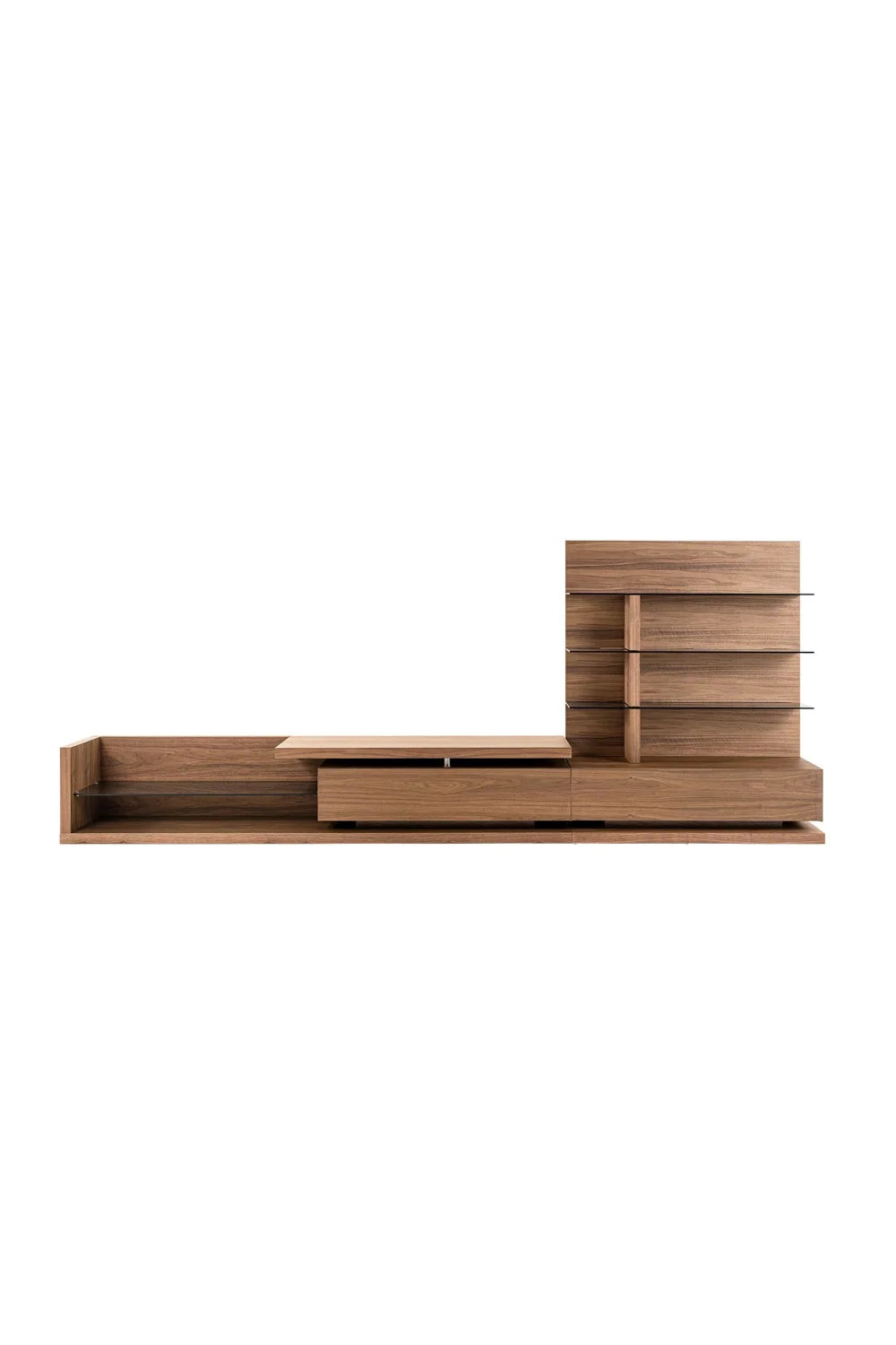 Luxury Walnut Veneer Entertainment Center Modern Italian Style for Villa
