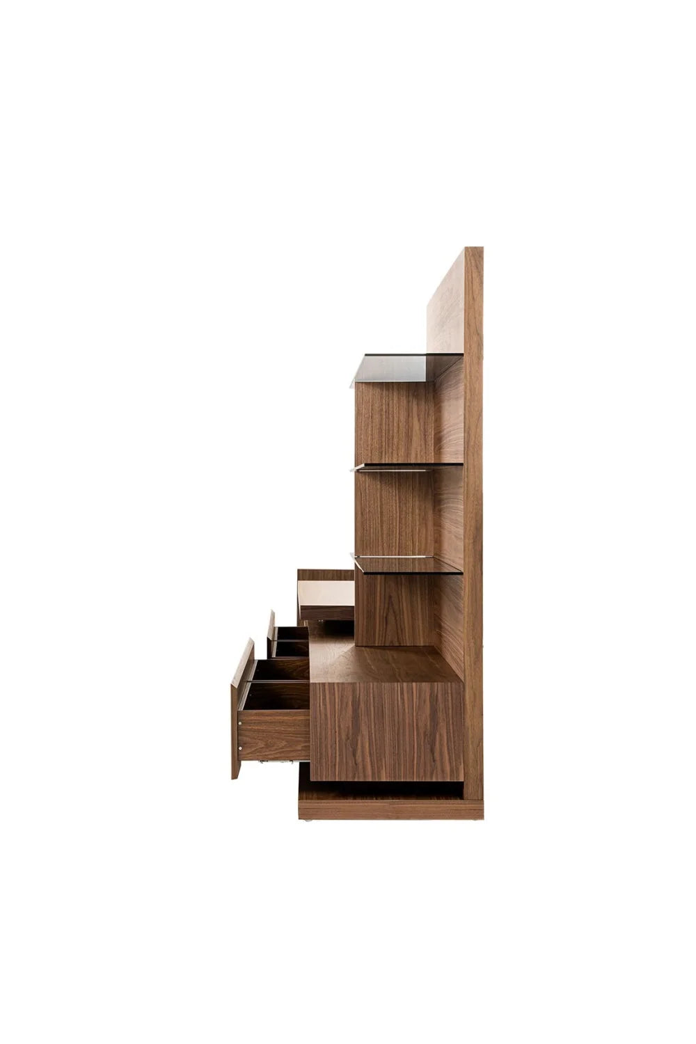 Luxury Walnut Veneer Entertainment Center Modern Italian Style for Villa