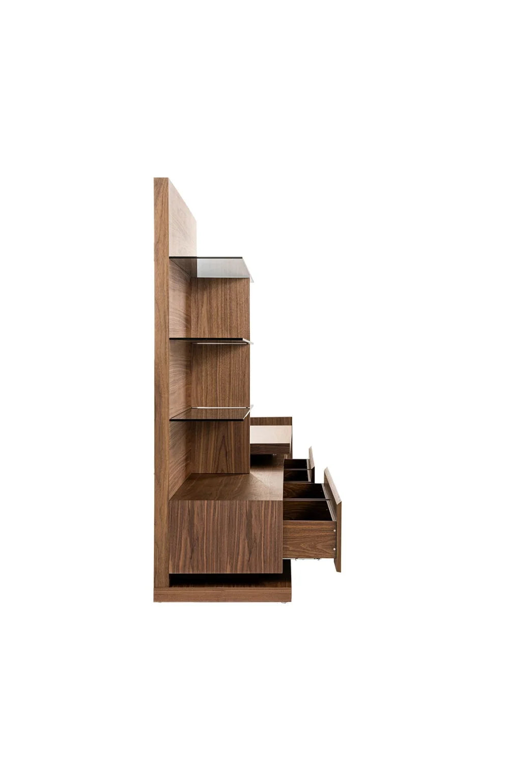 Luxury Walnut Veneer Entertainment Center Modern Italian Style for Villa
