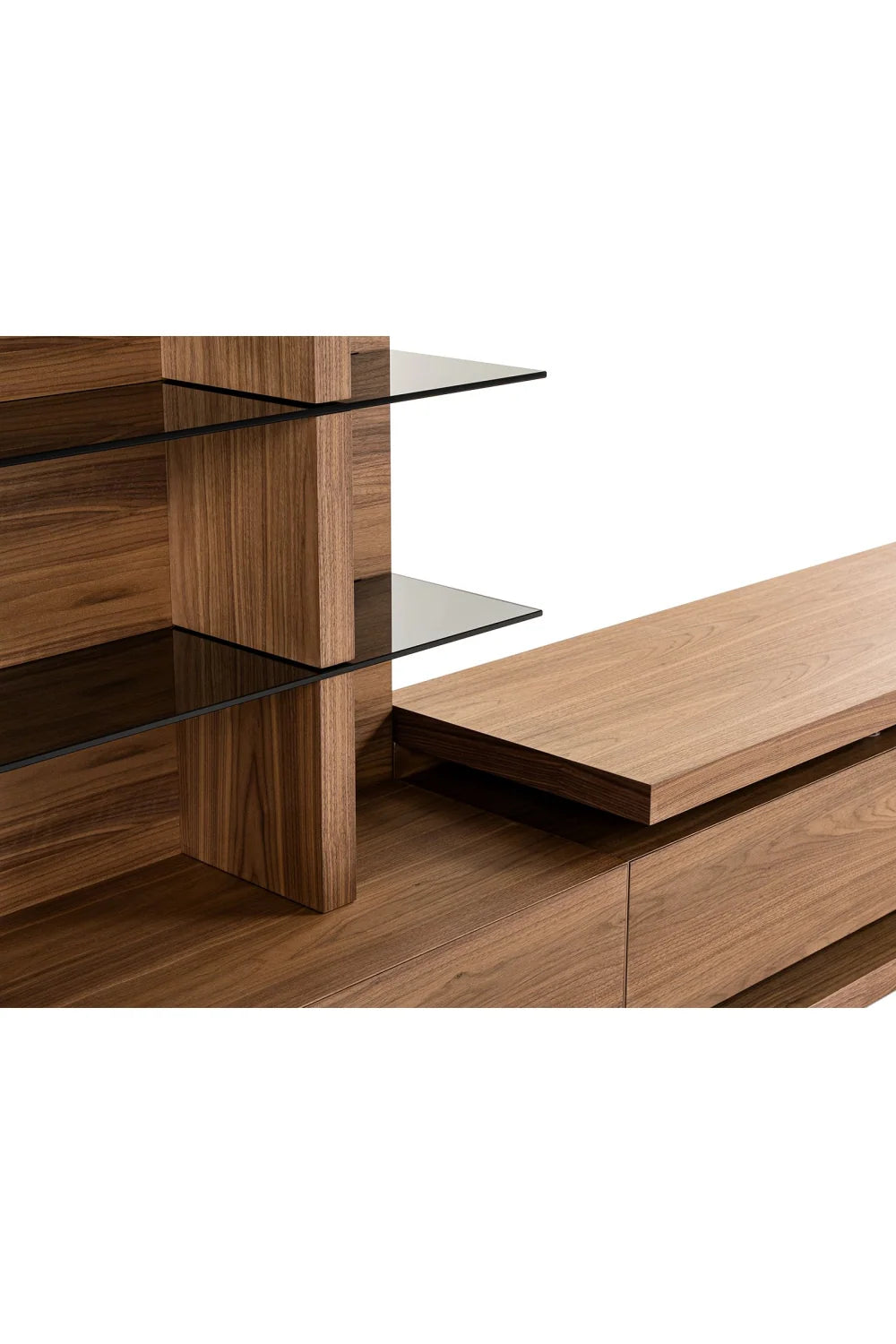 Luxury Walnut Veneer Entertainment Center Modern Italian Style for Villa