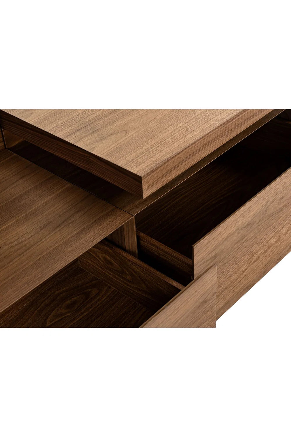 Luxury Walnut Veneer Entertainment Center Modern Italian Style for Villa