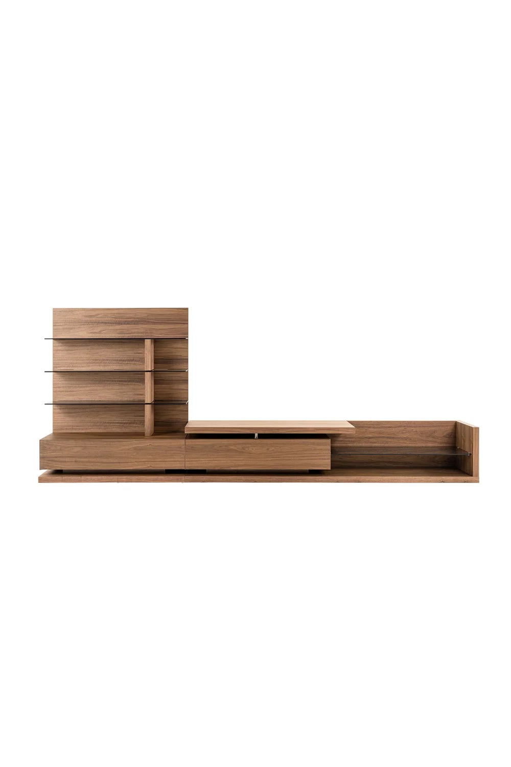 Luxury Walnut Veneer Entertainment Center Modern Italian Style for Villa