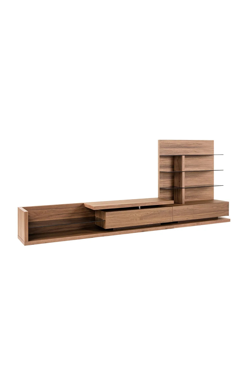 Luxury Walnut Veneer Entertainment Center Modern Italian Style for Villa