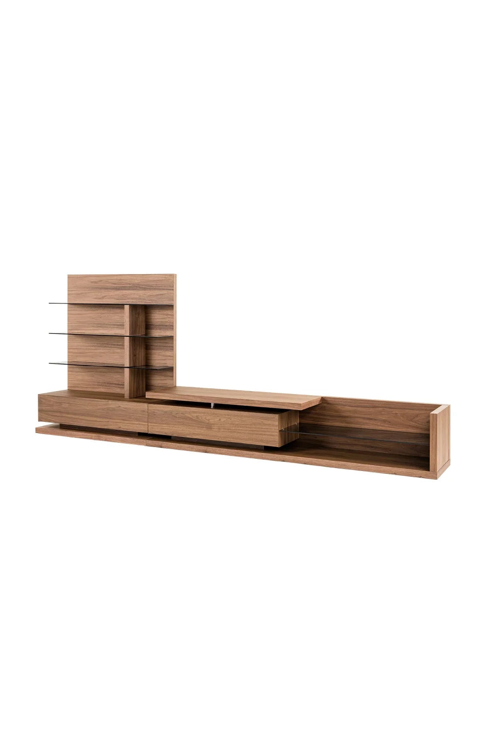 Luxury Walnut Veneer Entertainment Center Modern Italian Style for Villa
