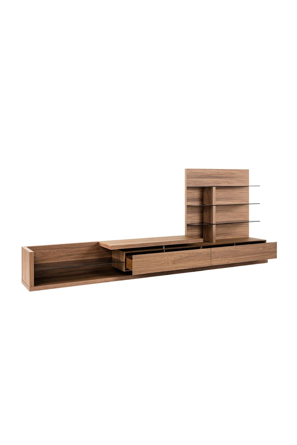 Luxury Walnut Veneer Entertainment Center Modern Italian Style for Villa