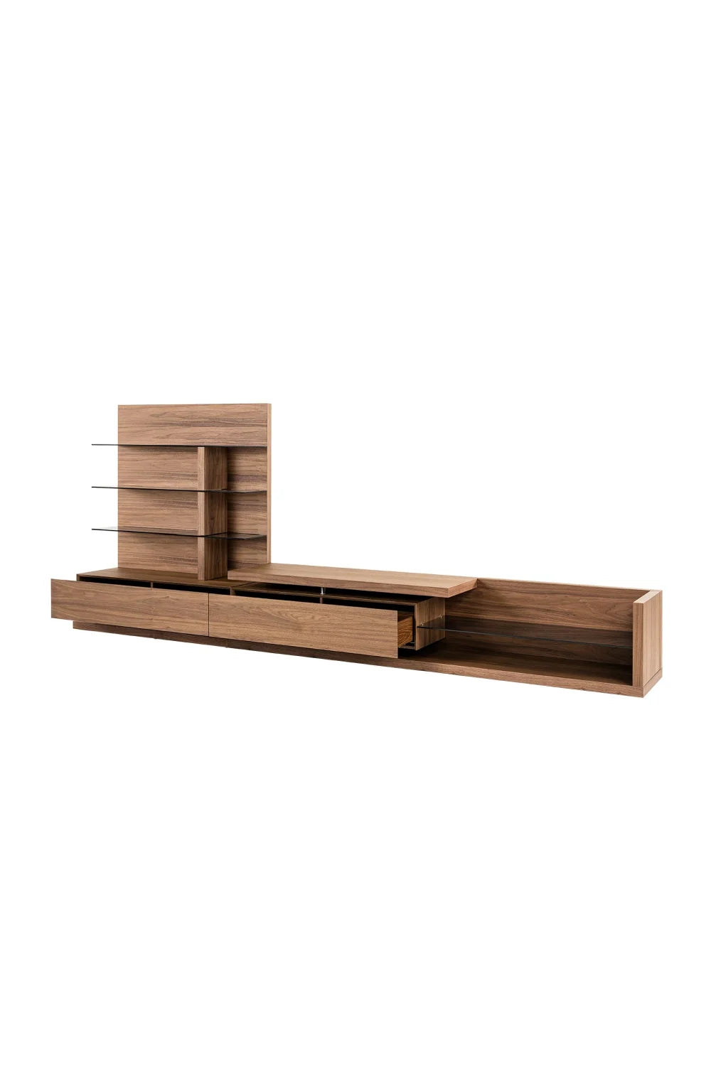 Luxury Walnut Veneer Entertainment Center Modern Italian Style for Villa