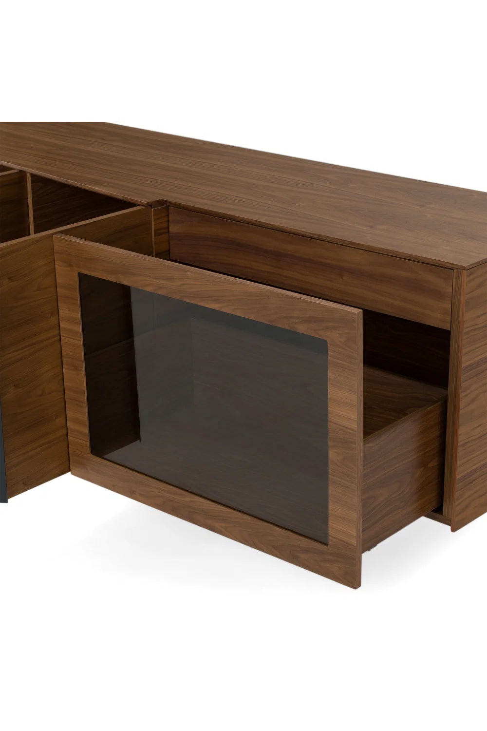 Luxury Walnut Veneer Sideboard European Style for Villa