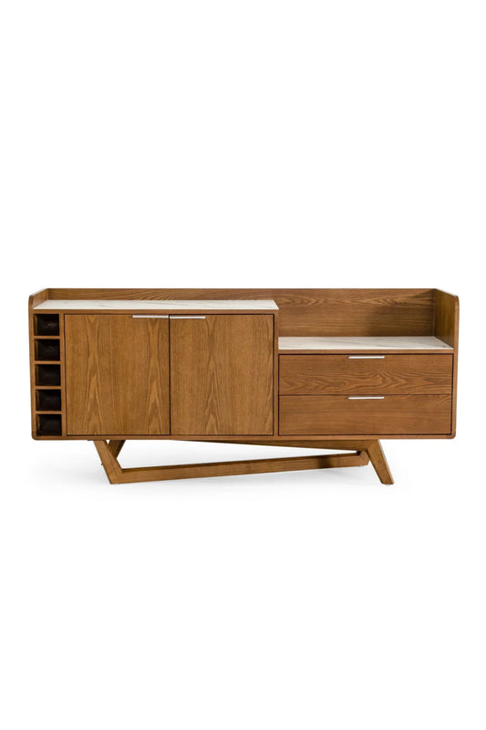 Luxury Walnut White Marble Top Sideboard European Style for Villa