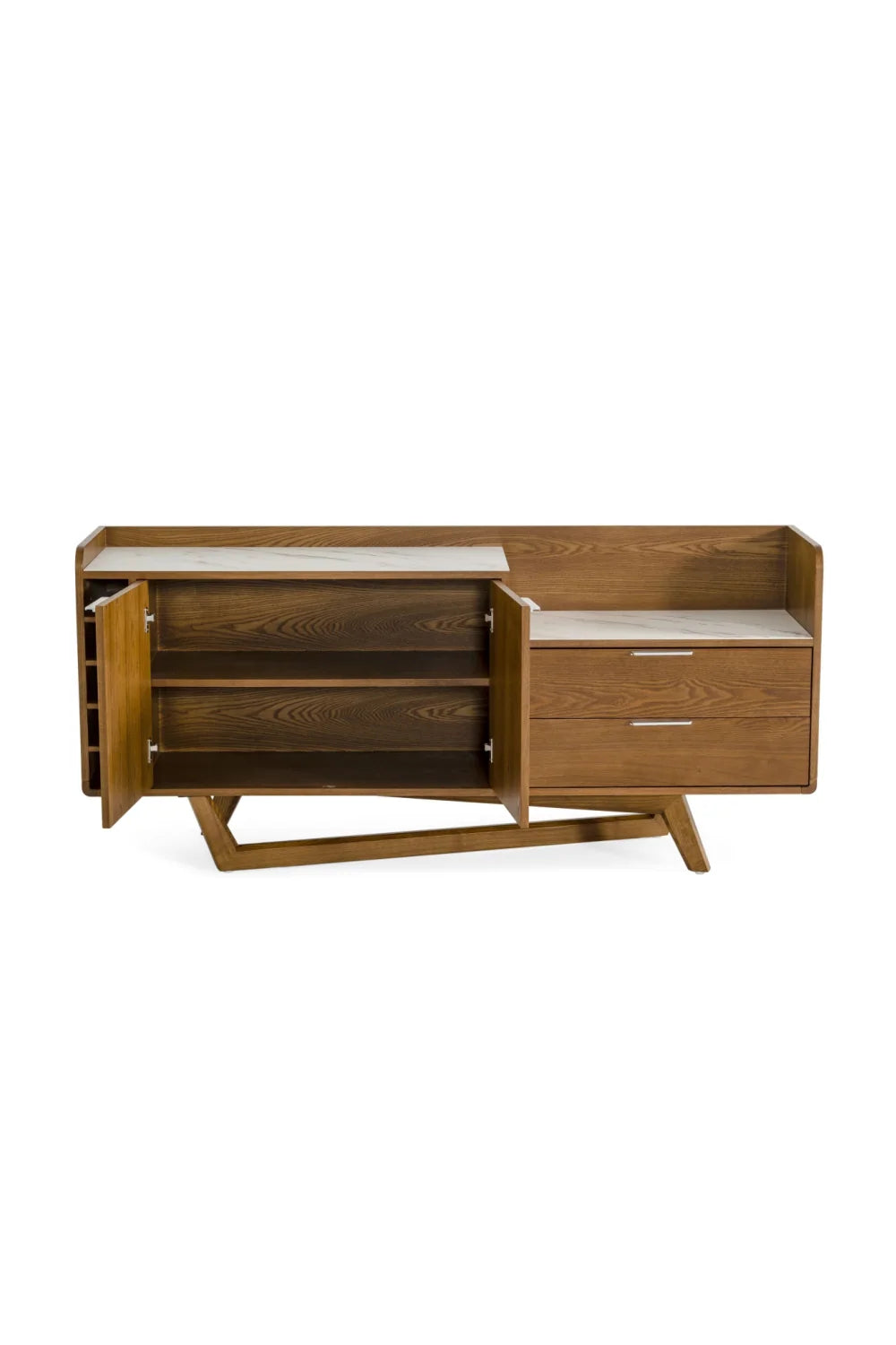 Luxury Walnut White Marble Top Sideboard European Style for Villa