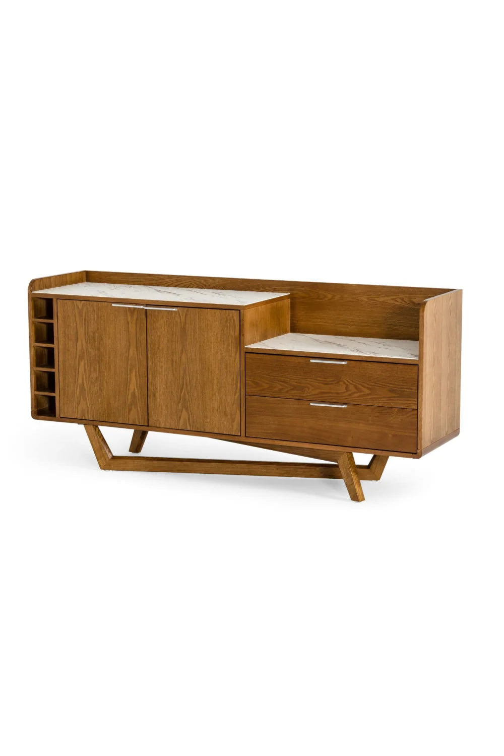 Luxury Walnut White Marble Top Sideboard European Style for Villa
