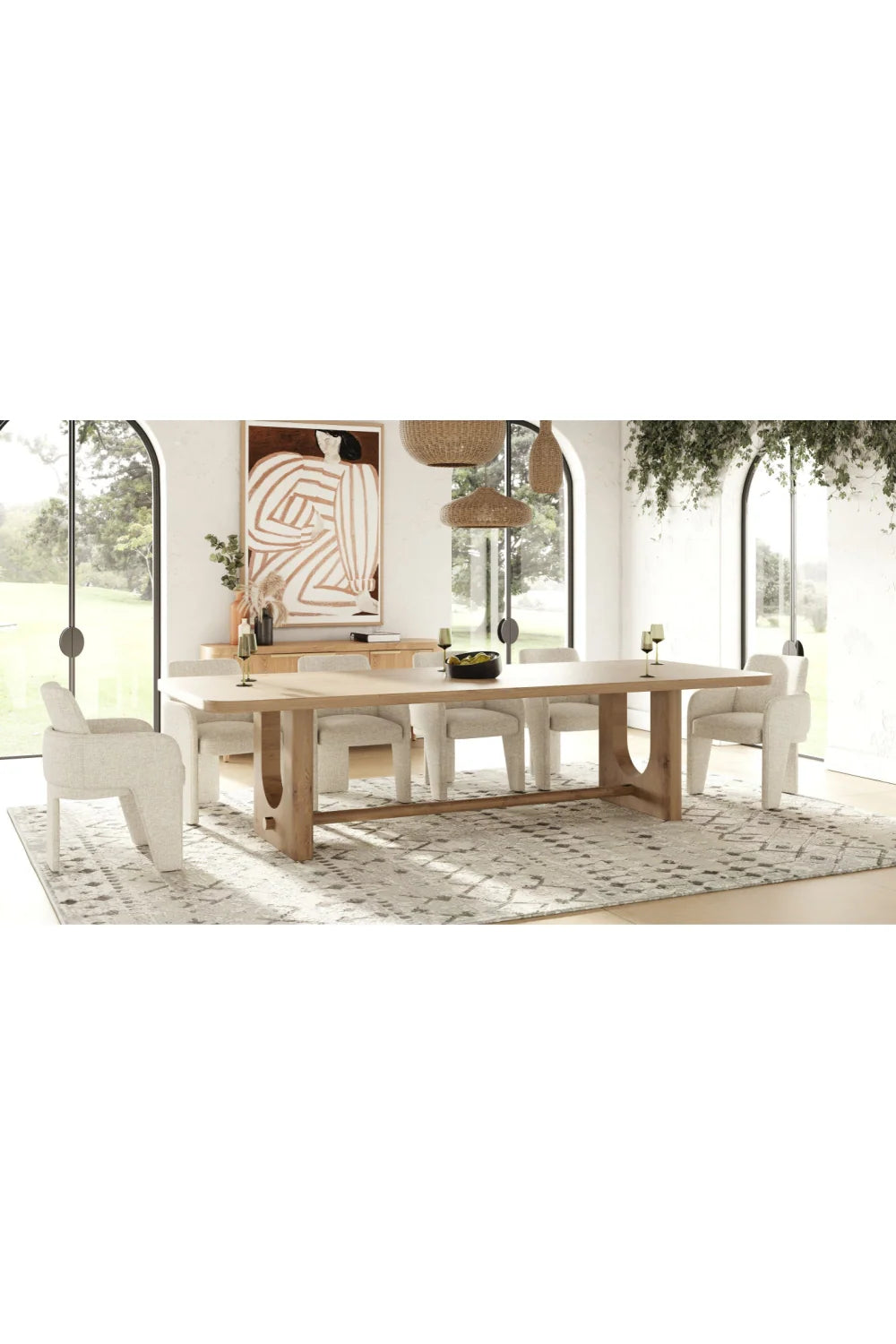 Luxury Walz Trestle Oak Dining Table Modern Italian Style for Villa