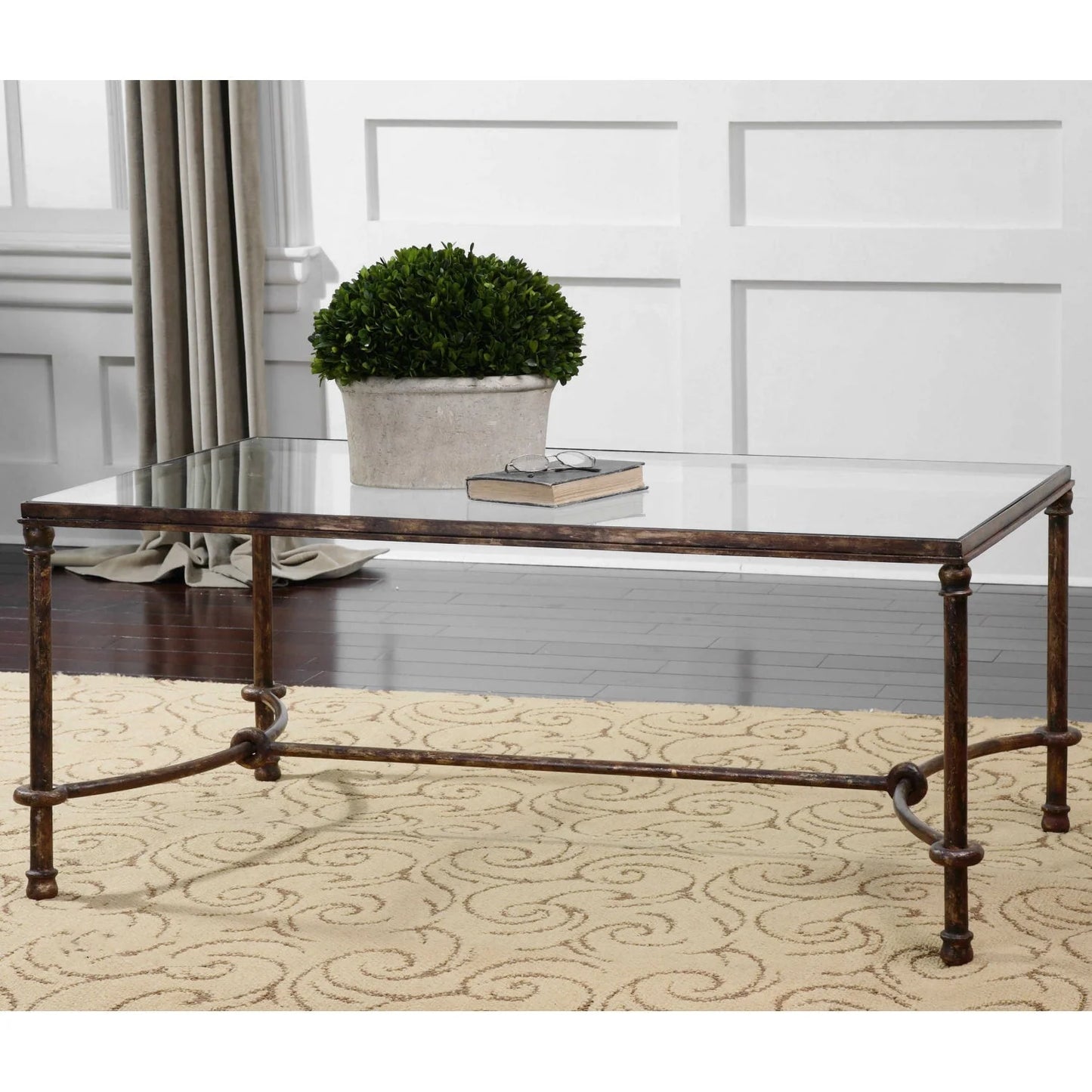 Luxury Warring Bronze Framed Coffee Table Modern Italian Style for Villa