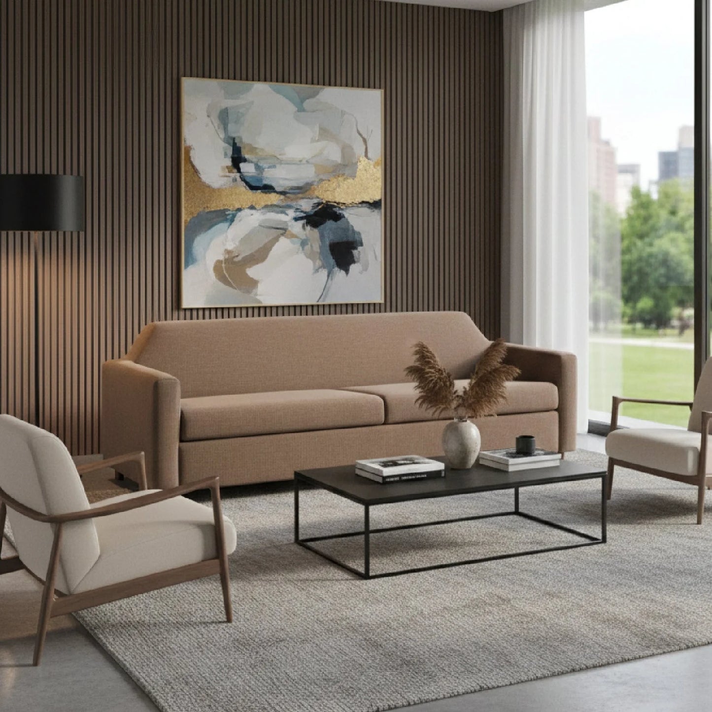 Luxury Washed Linen Sofa Modern Italian Style for Villa
