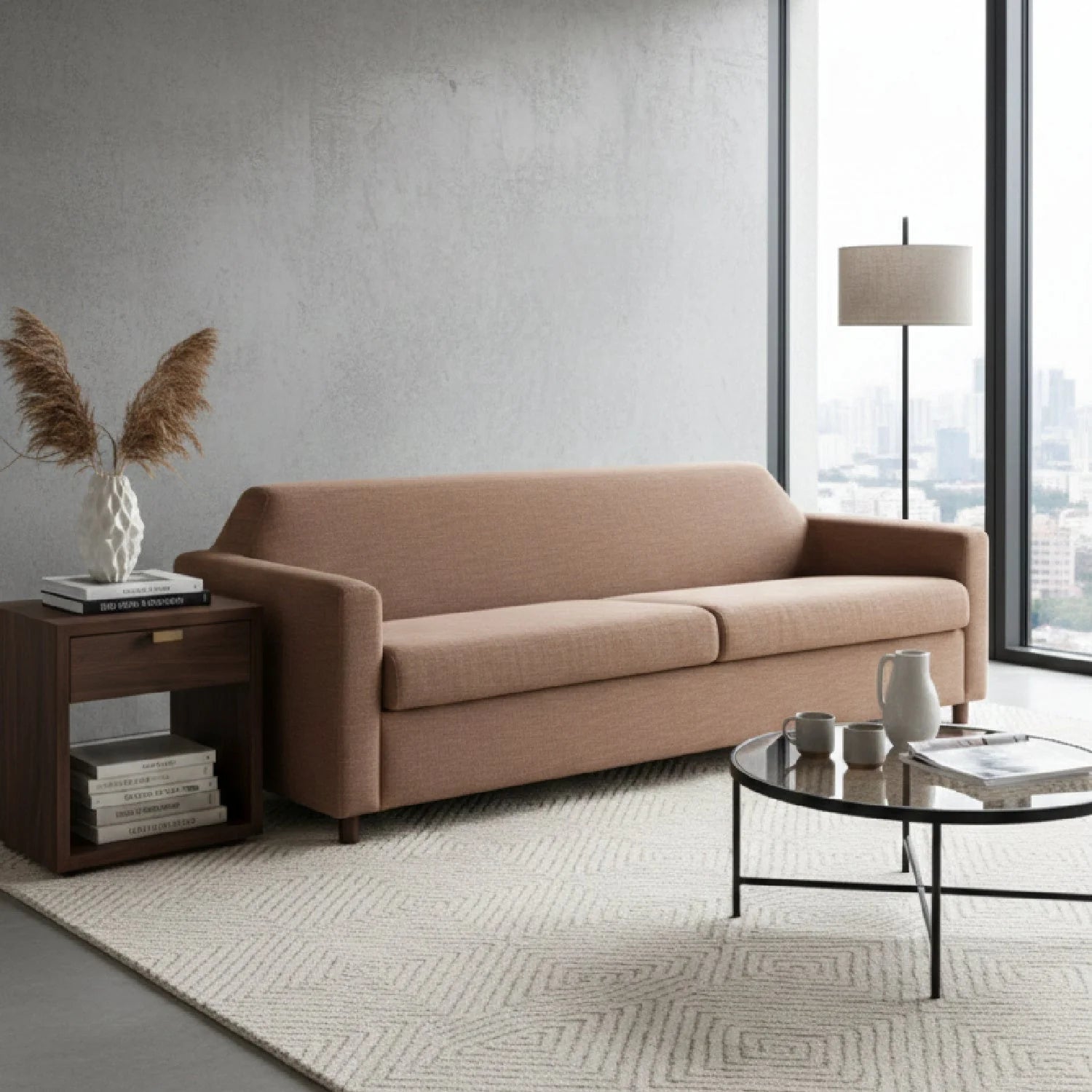 Luxury Washed Linen Sofa Modern Italian Style for Villa
