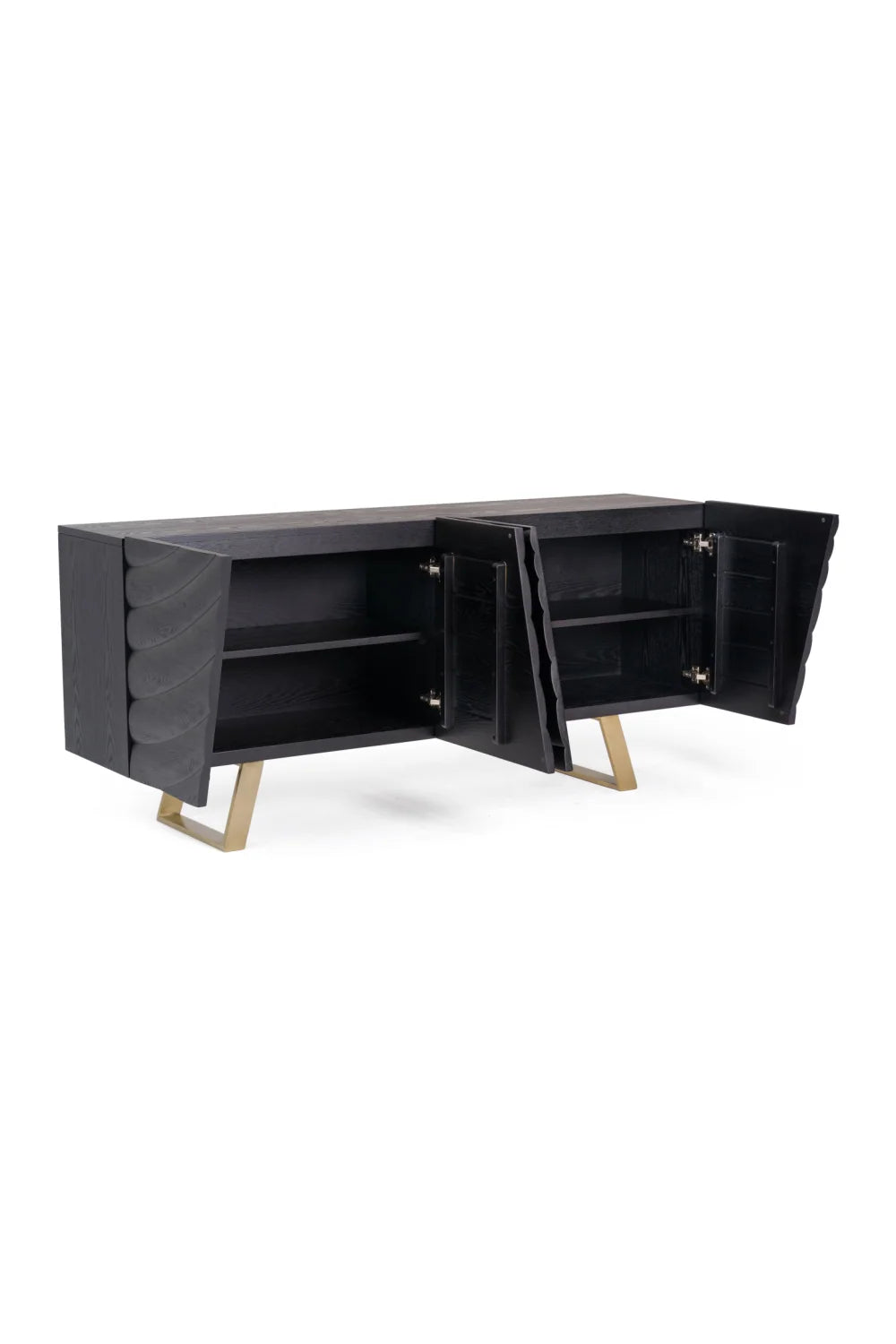 Luxury Wave Patterned Ash 4-Door Sideboard European Style for Villa