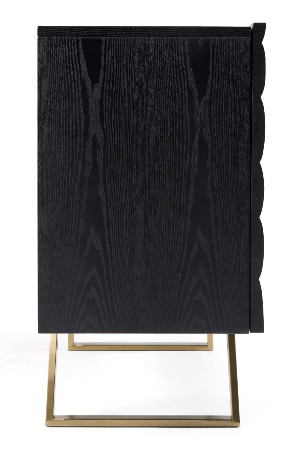 Luxury Wave Patterned Ash 4-Door Sideboard European Style for Villa