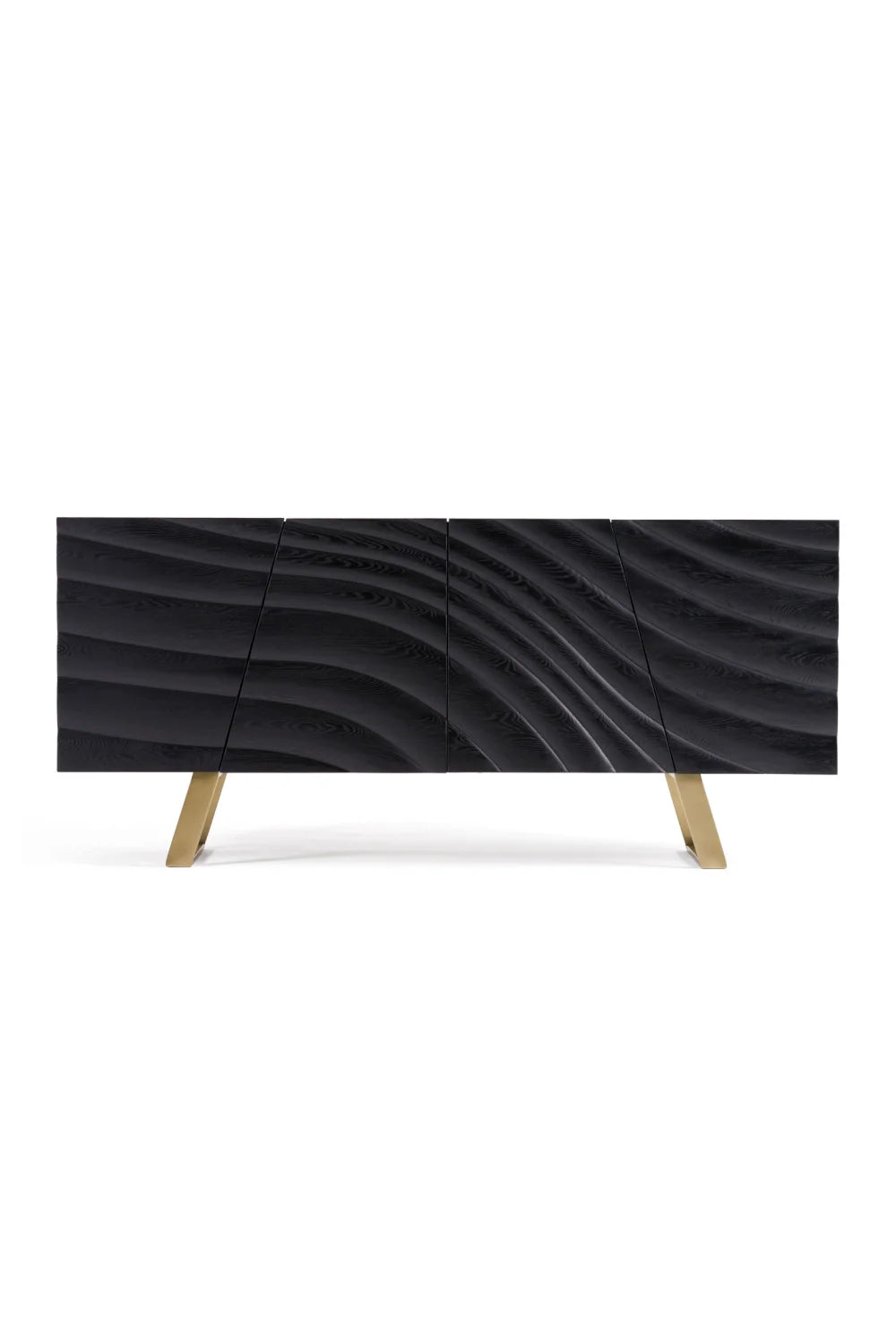 Luxury Wave Patterned Ash 4-Door Sideboard European Style for Villa